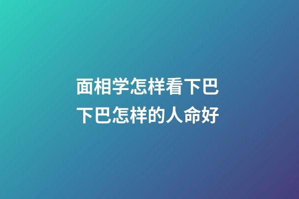 面相学怎样看下巴 下巴怎样的人命好